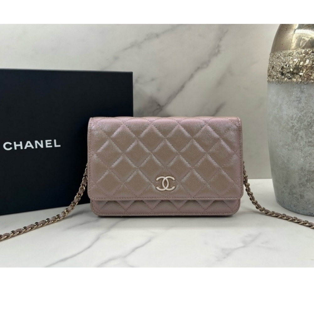 Chanel Irridescent Caviar Quilted Wallet on Chain - Full Inclusion - RARE